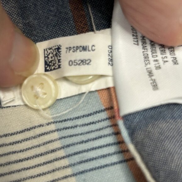 AMERICAN EAGLE XL Seriously Soft Plaid Button Down Shirt Coral Blue Cotton SS - Picture 7 of 10